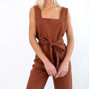 Love and Confuse Dakota Linen Jumpsuit in Rust
